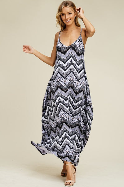 Boho ZigZag Print Maxi Dress