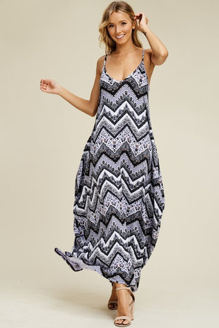 Boho ZigZag Print Maxi Dress