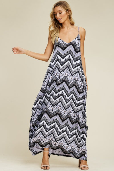 Boho ZigZag Print Maxi Dress