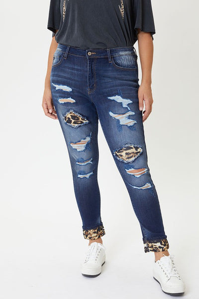 Leopard Patch Skinny +Jeans
