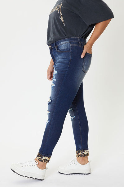 Leopard Patch Skinny +Jeans