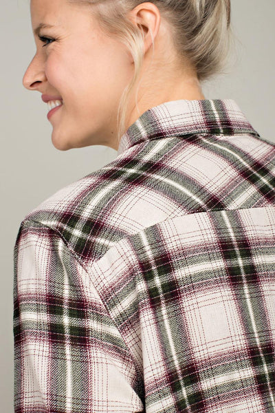 Embroidered Plaid Shirt Dress