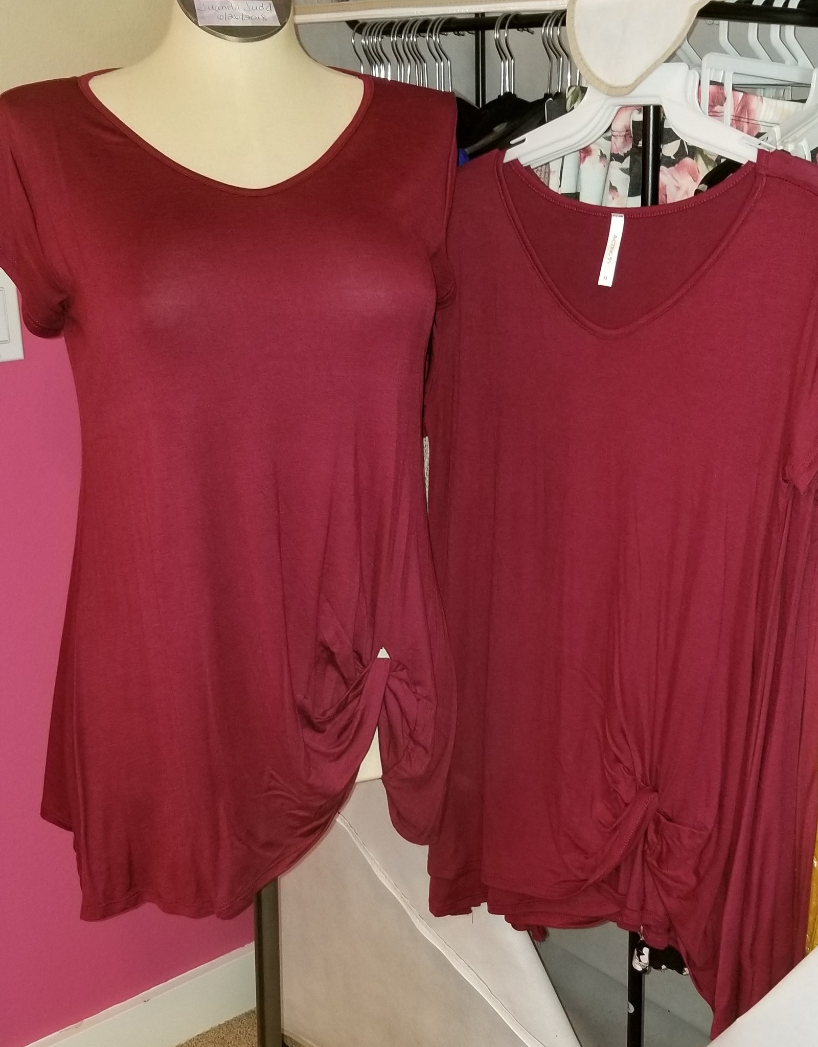 Twisted Hem Short Sleeve Tunic