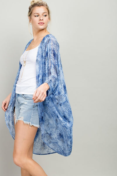 Leopard Print Blue Kimono