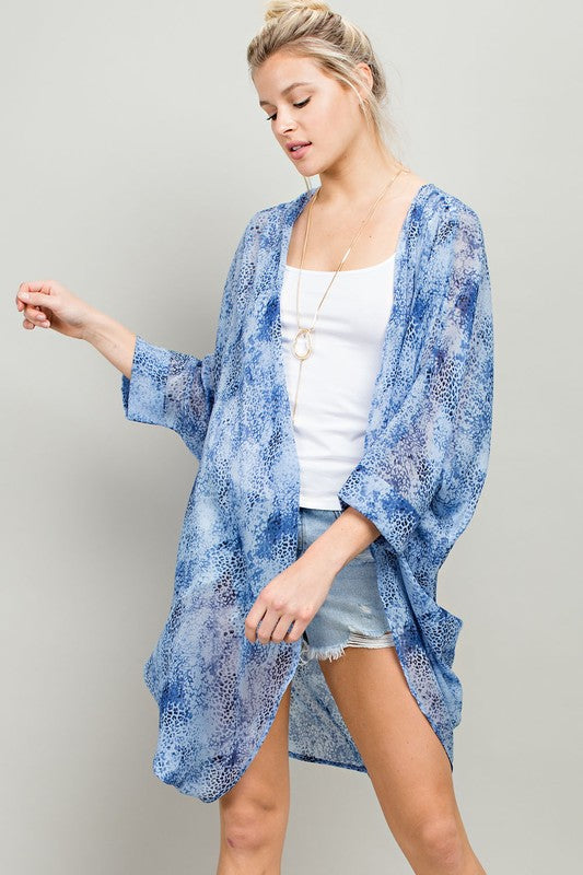 Leopard Print Blue Kimono