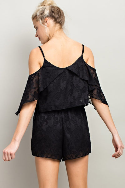 Tie Front Cami Ruffle Romper