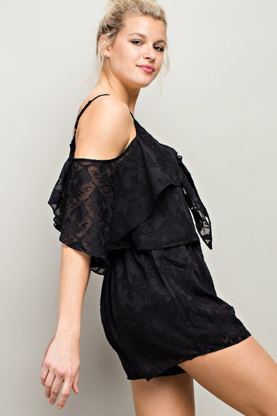 Tie Front Cami Ruffle Romper