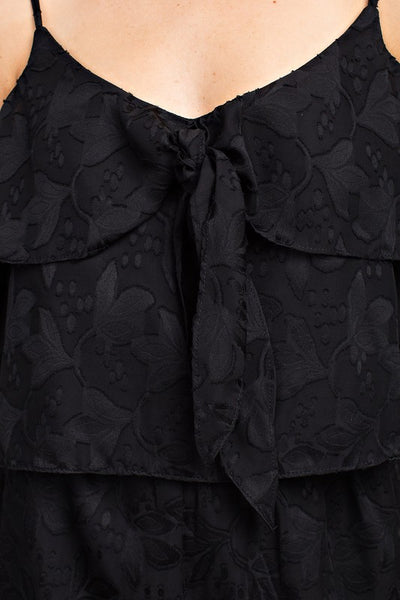 Tie Front Cami Ruffle Romper