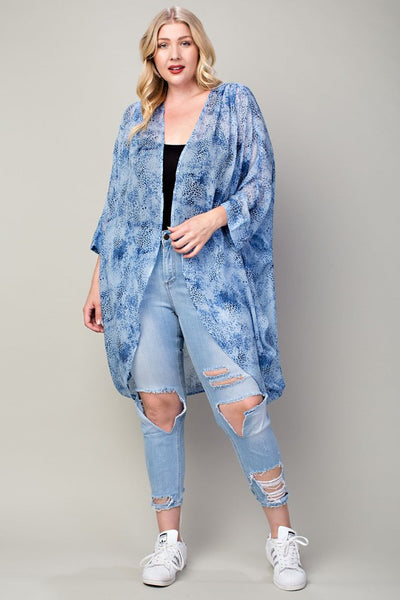 Blue Leopard Print Kimono