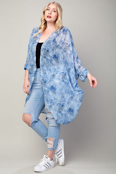 Blue Leopard Print Kimono