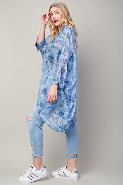 Blue Leopard Print Kimono