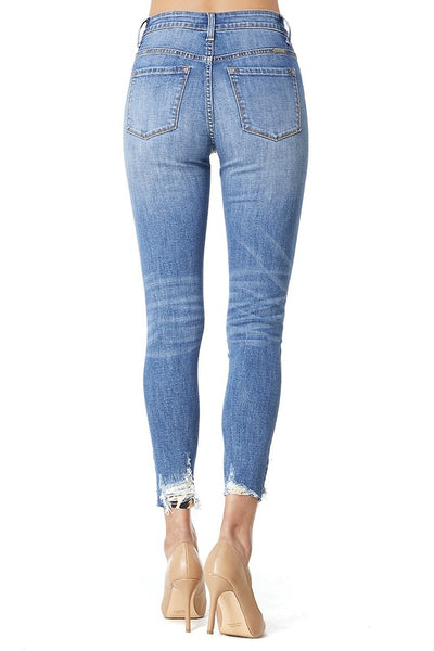 KanCan Brand Distressed Jeans with Leopard Detail