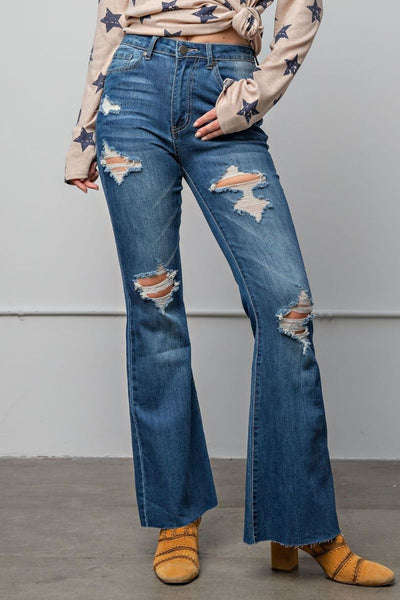 Easel Bell Bottom Denim Pants
