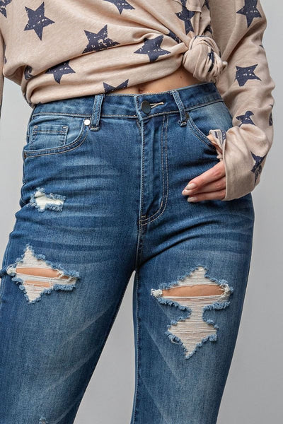Easel Bell Bottom Denim Pants