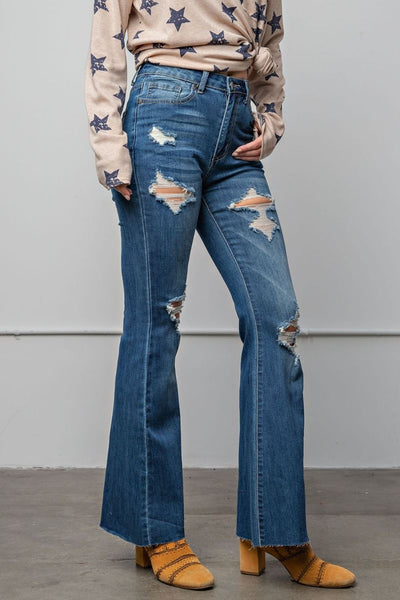 Easel Bell Bottom Denim Pants